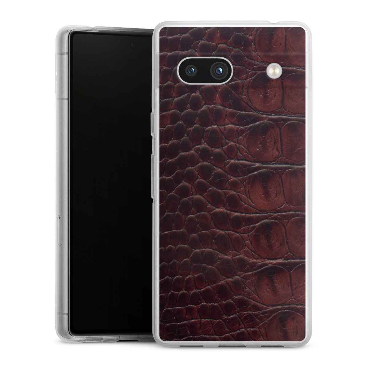 Google Pixel 7a Handy Silikon Hülle Case transparent Handyhülle Crocodile Animal Print Leather Silikon Case