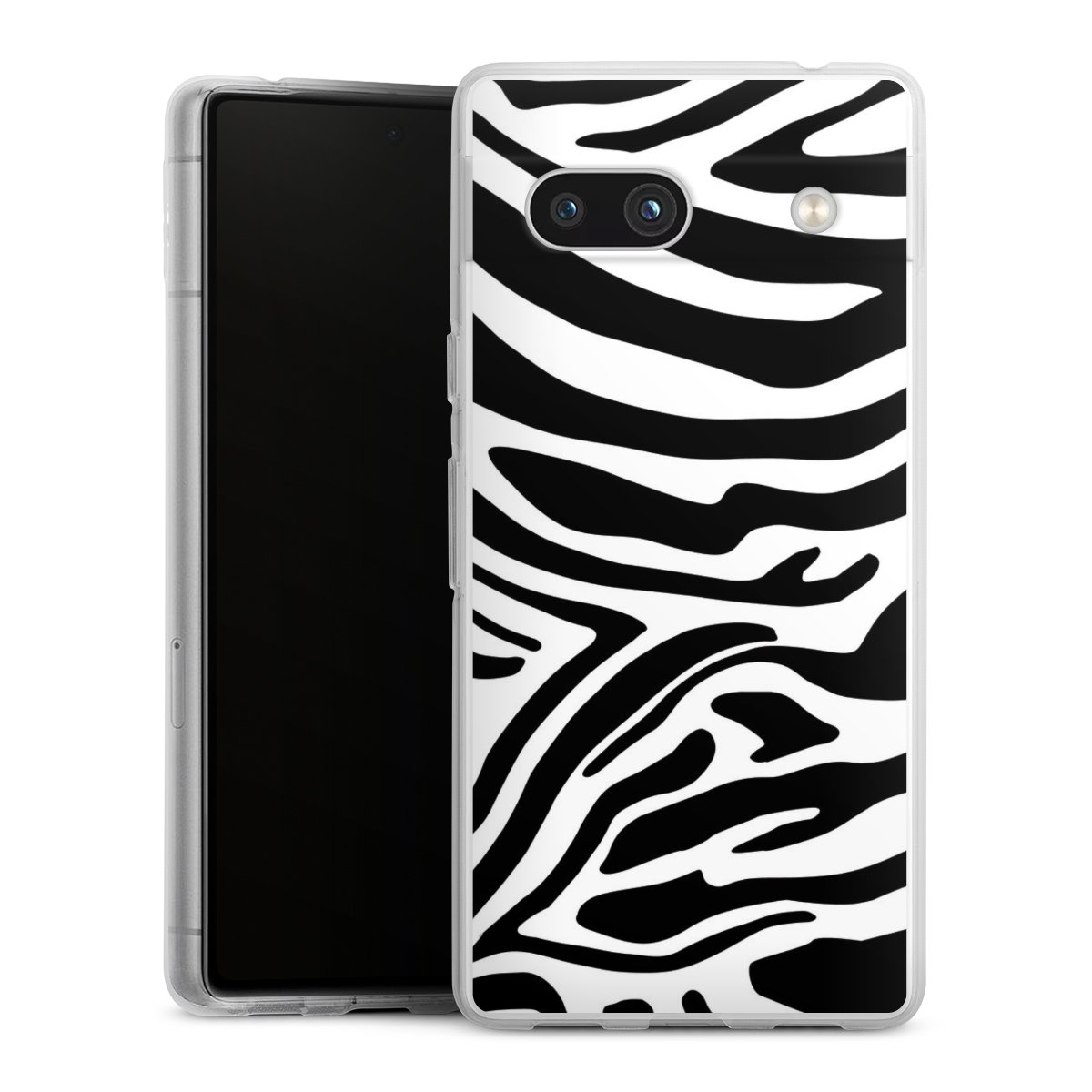 Google Pixel 7a Handy Silikon Hülle Case transparent Handyhülle Zebra Animal Look Animal Print Silikon Case