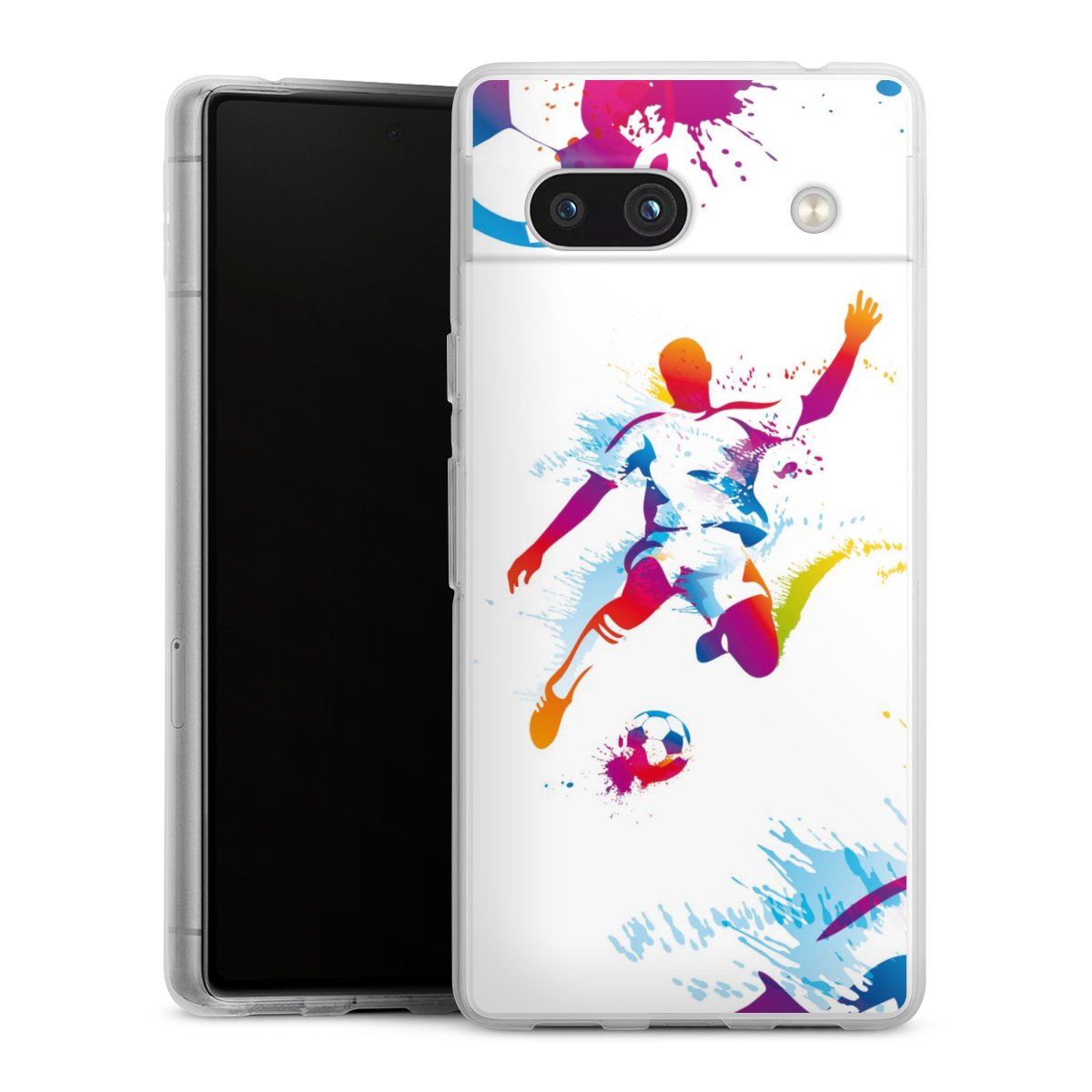 Google Pixel 7a Handy Silikon Hülle Case transparent Handyhülle Sports Soccer Muster Silikon Case