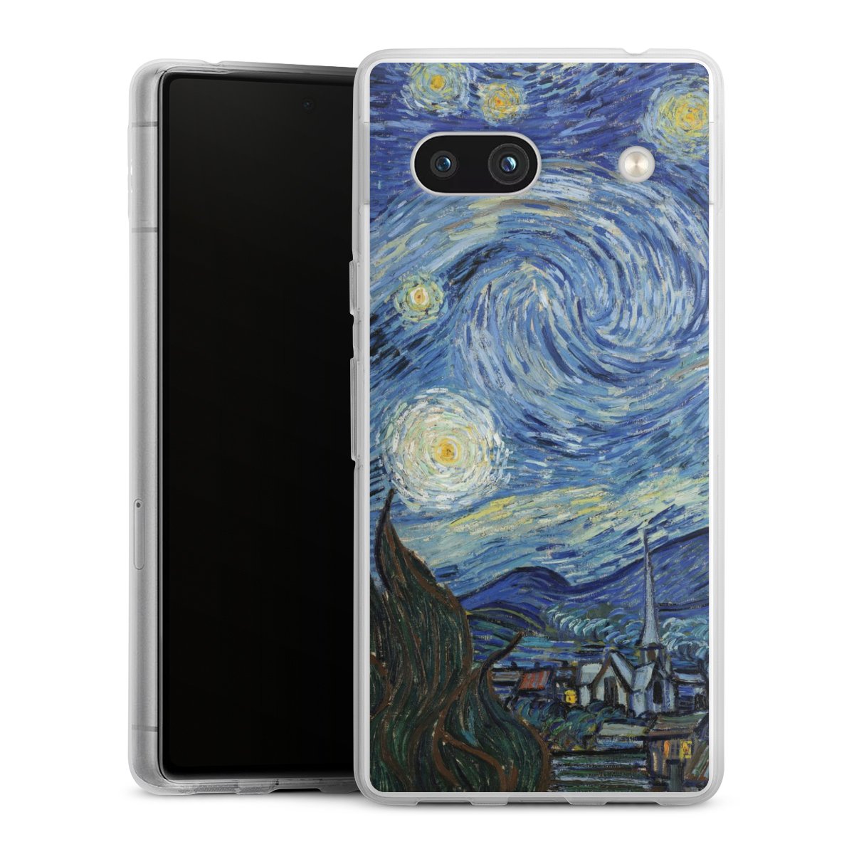 Google Pixel 7a Handy Silikon Hülle Case transparent Handyhülle The Starry Night Kunst Vincent Van Gogh Silikon Case