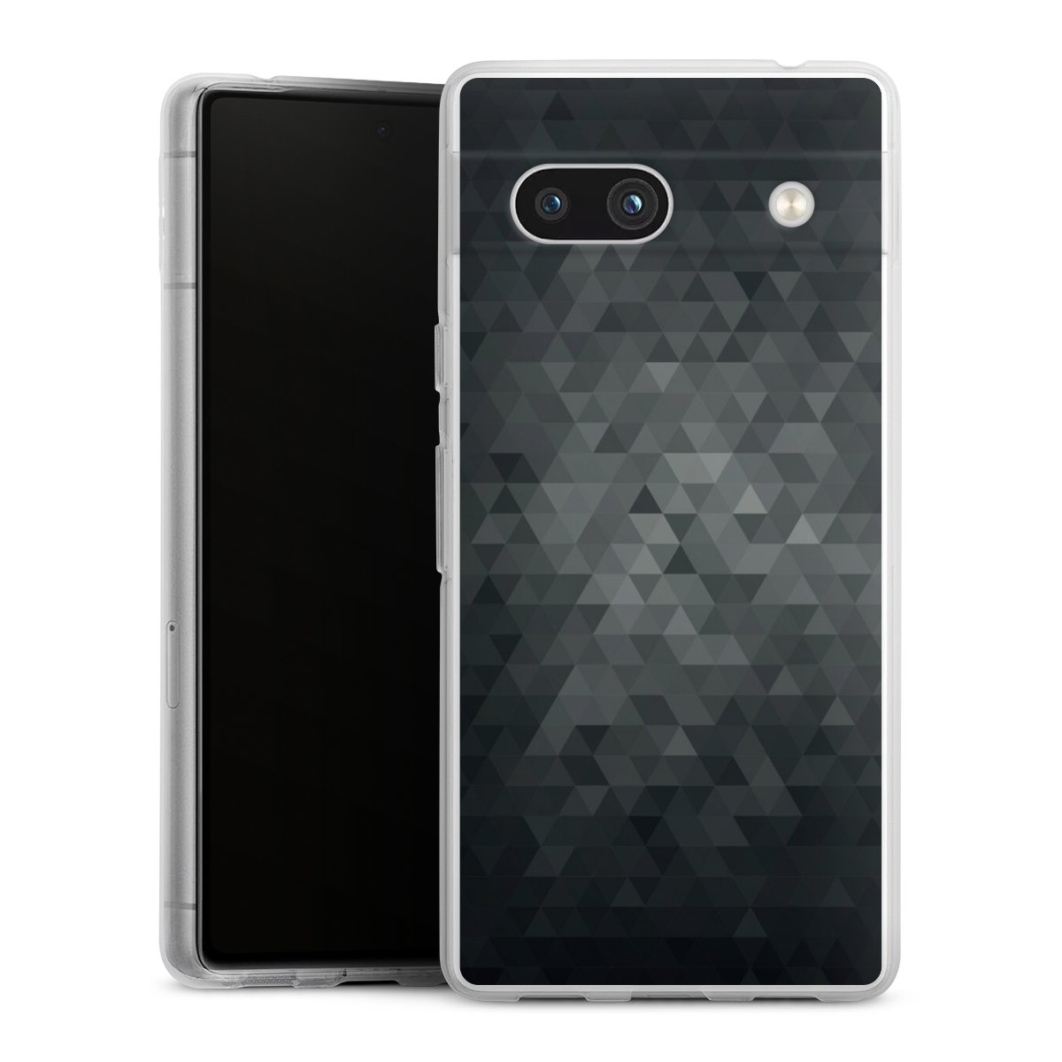 Google Pixel 7a Handy Silikon Hülle Case transparent Handyhülle Black Triangle Muster Silikon Case