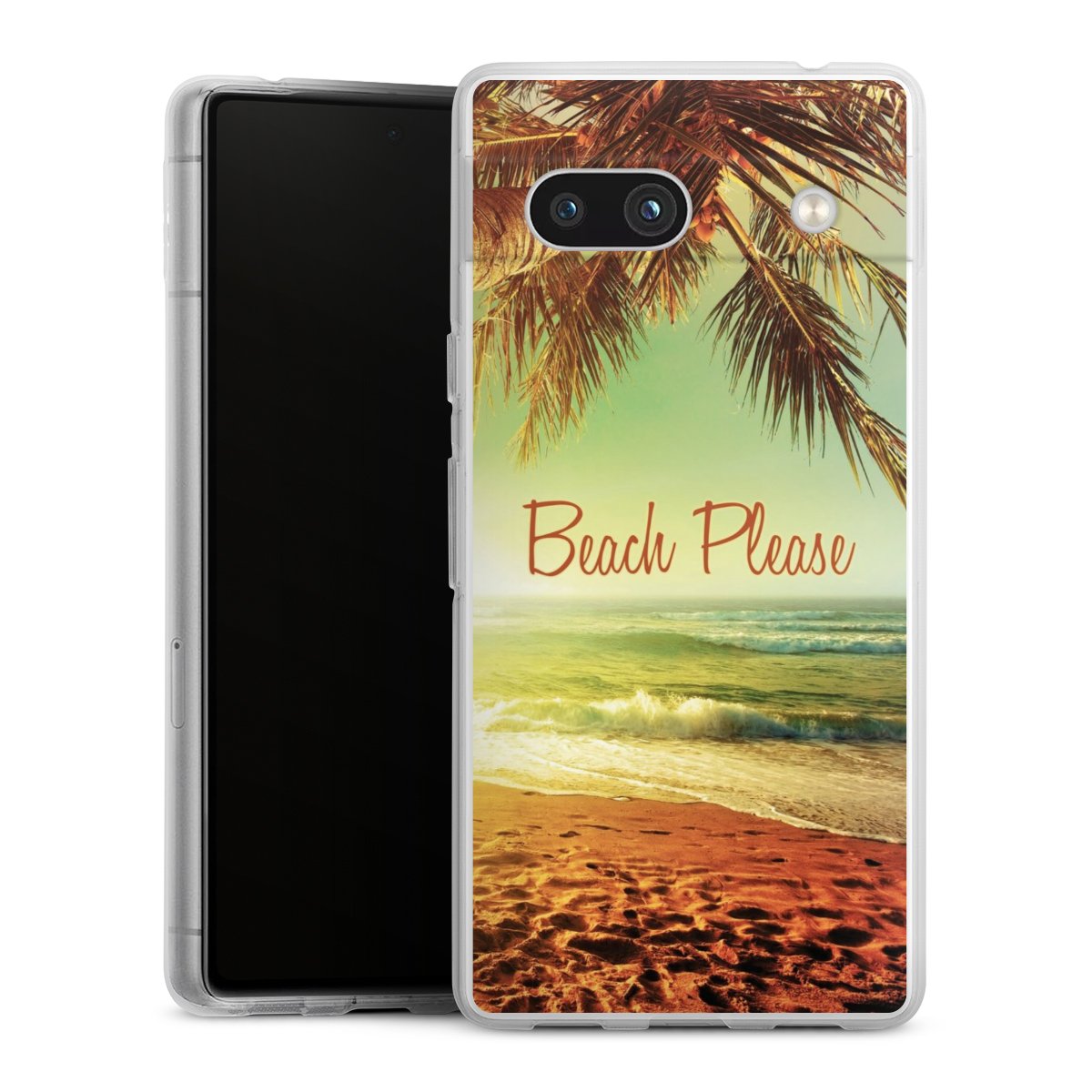 Google Pixel 7a Handy Silikon Hülle Case transparent Handyhülle Beach Urlaub Palm Tree Silikon Case