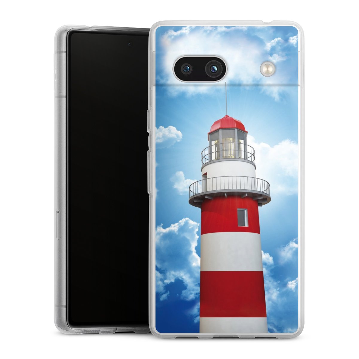 Google Pixel 7a Handy Silikon Hülle Case transparent Handyhülle Lighthouse Sky Cloud Silikon Case