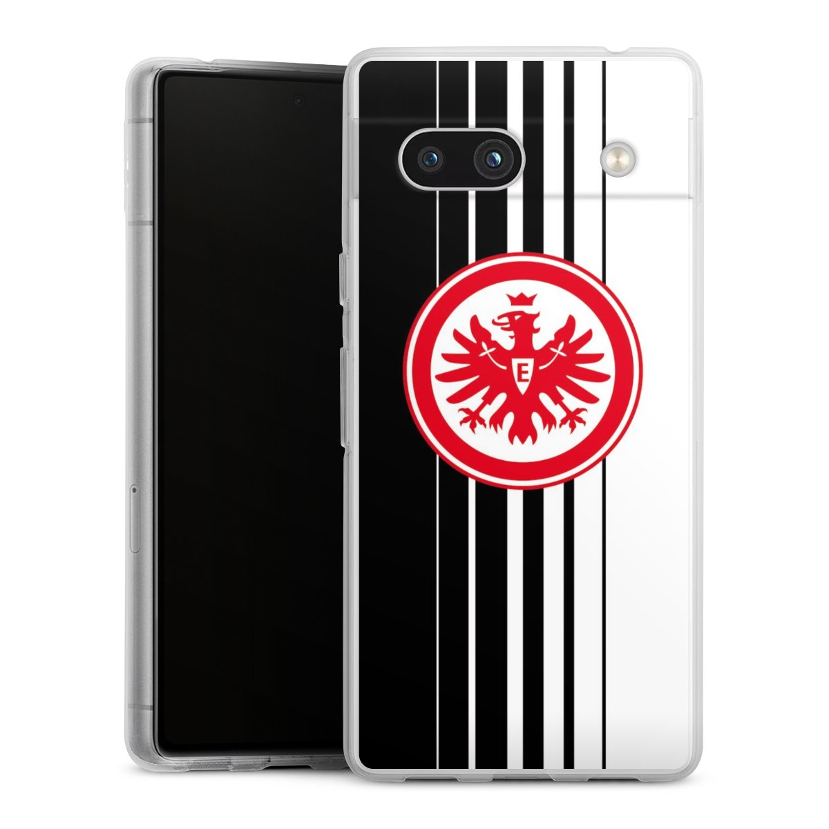 Google Pixel 7a Handy Silikon Hülle Case transparent Handyhülle Stripes Eintracht Frankfurt Official Licensed Product Silikon Case