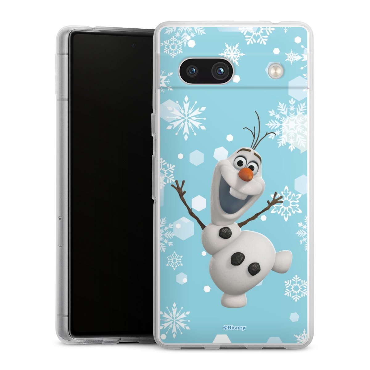 Google Pixel 7a Handy Silikon Hülle Case transparent Handyhülle Disney Official Licensed Product Frozen Olaf Silikon Case