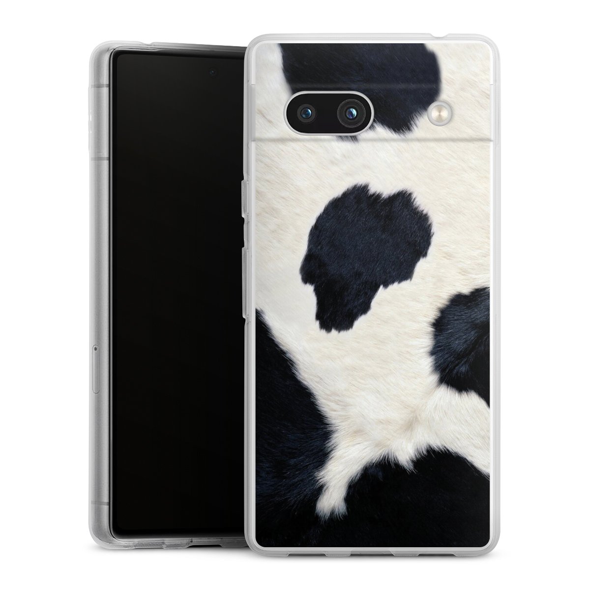 Google Pixel 7a Handy Silikon Hülle Case transparent Handyhülle Animal Look Animal Print Cow Skin Silikon Case