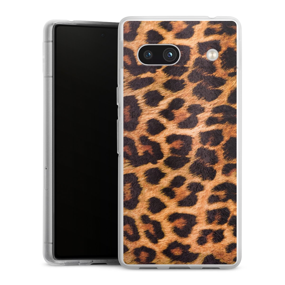 Google Pixel 7a Handy Silikon Hülle Case transparent Handyhülle Animal Print Leopard Fur Silikon Case