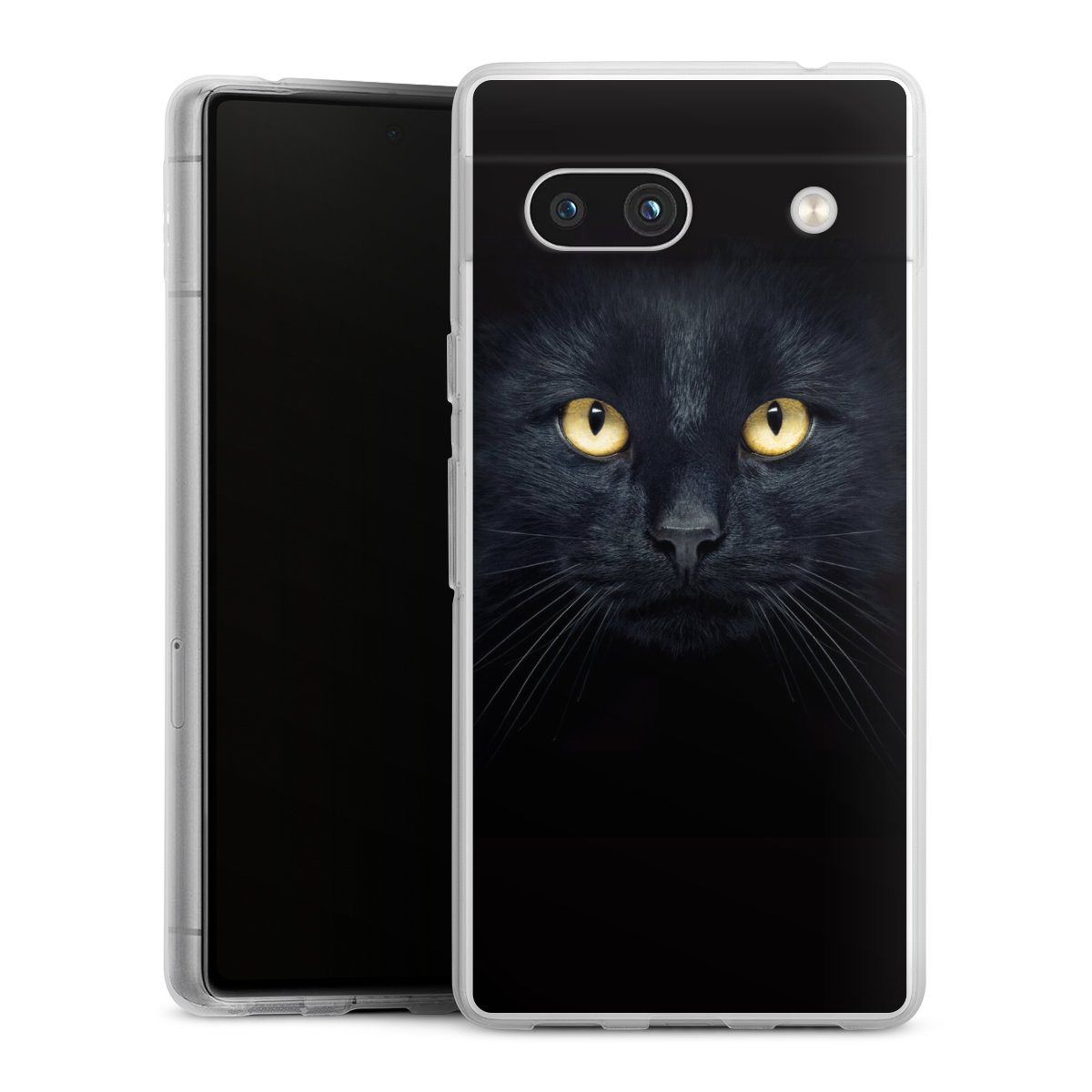 Google Pixel 7a Handy Silikon Hülle Case transparent Handyhülle Eye Cat Black Silikon Case