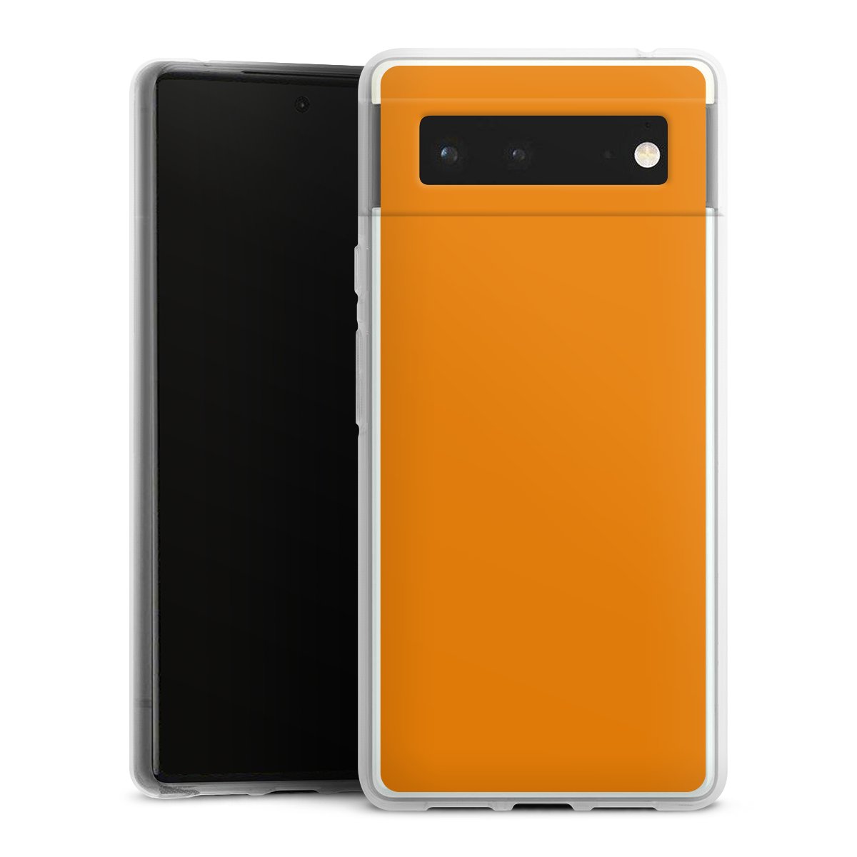 Google Pixel 6 Handy Silikon Hülle Case transparent Handyhülle Unicoloured Colour Orange Silikon Case