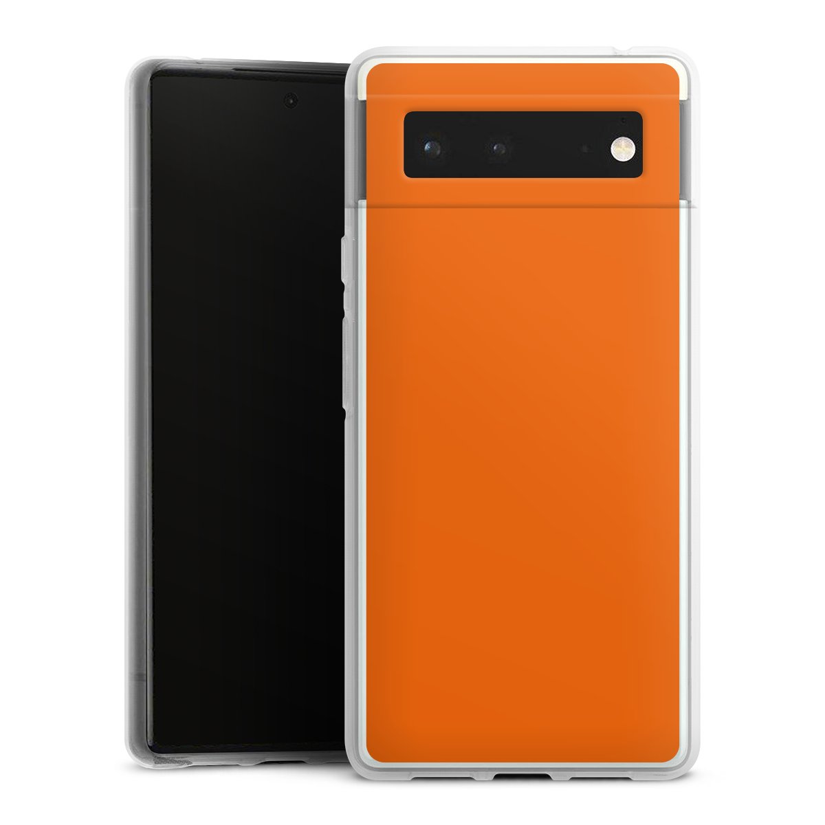 Google Pixel 6 Handy Silikon Hülle Case transparent Handyhülle Orange Colour Unicoloured Silikon Case