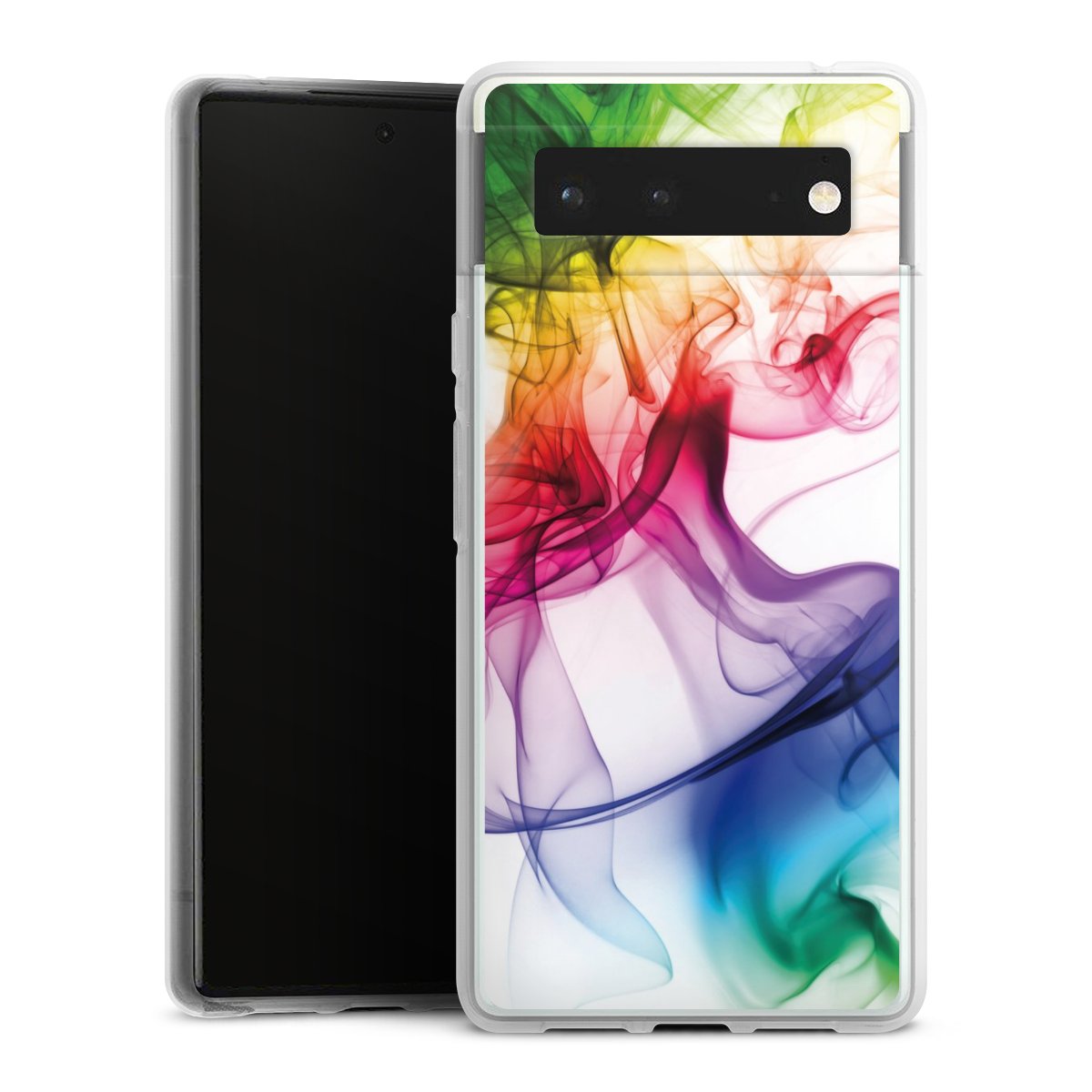 Google Pixel 6 Handy Silikon Hülle Case transparent Handyhülle Water Colour Rainbow Silikon Case