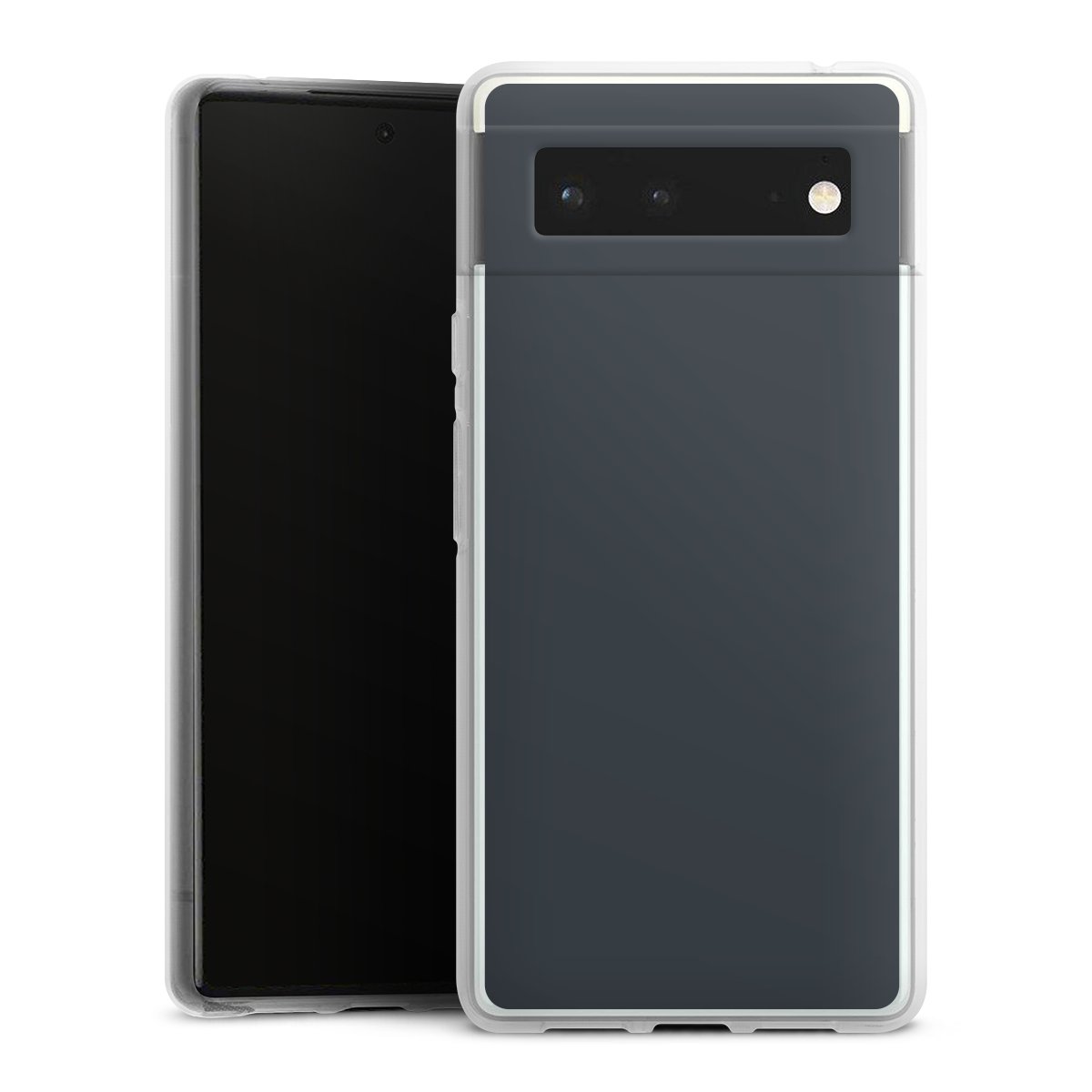 Google Pixel 6 Handy Silikon Hülle Case transparent Handyhülle Grey Anthracite Unicoloured Silikon Case