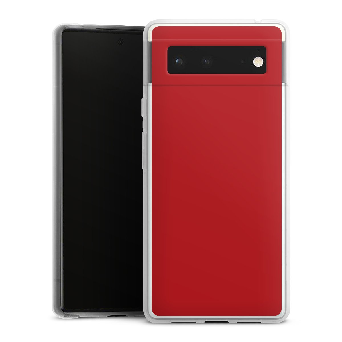 Google Pixel 6 Handy Silikon Hülle Case transparent Handyhülle Colour Unicoloured Red Silikon Case