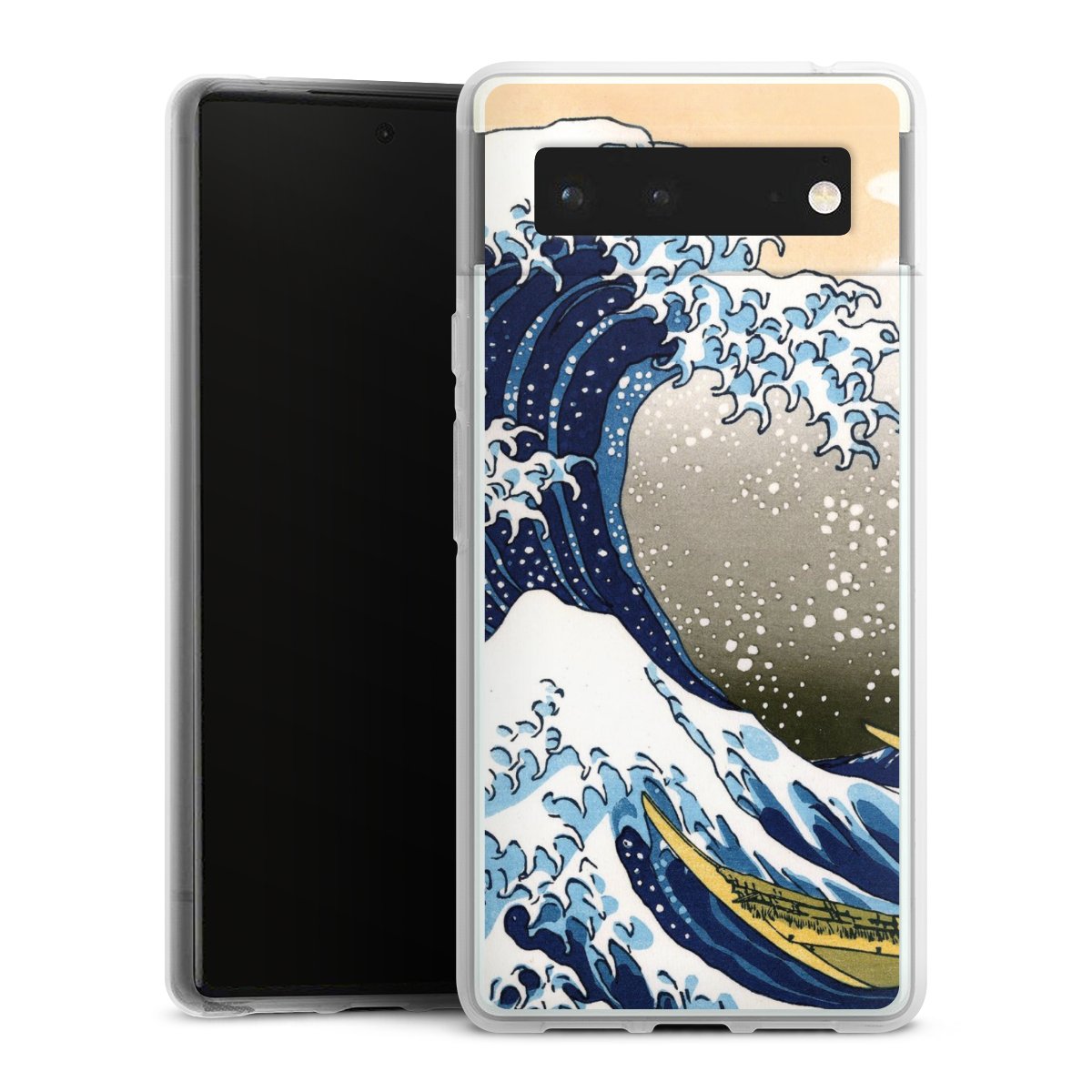 Google Pixel 6 Handy Silikon Hülle Case transparent Handyhülle Kunst Katsushika Hokusai Die Große Welle Vor Kanagawa Silikon Case