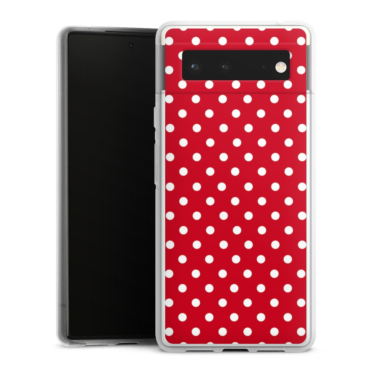 Google Pixel 6 Handy Silikon Hülle Case transparent Handyhülle Points Polka Dots Retro Silikon Case