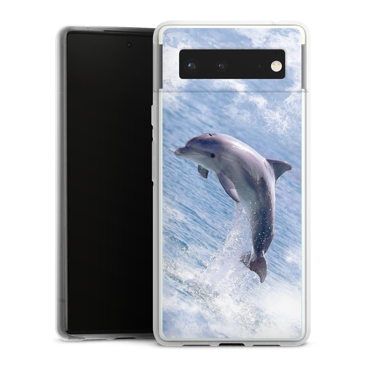 Google Pixel 6 Handy Silikon Hülle Case transparent Handyhülle Dolphin Ocean Wale Silikon Case