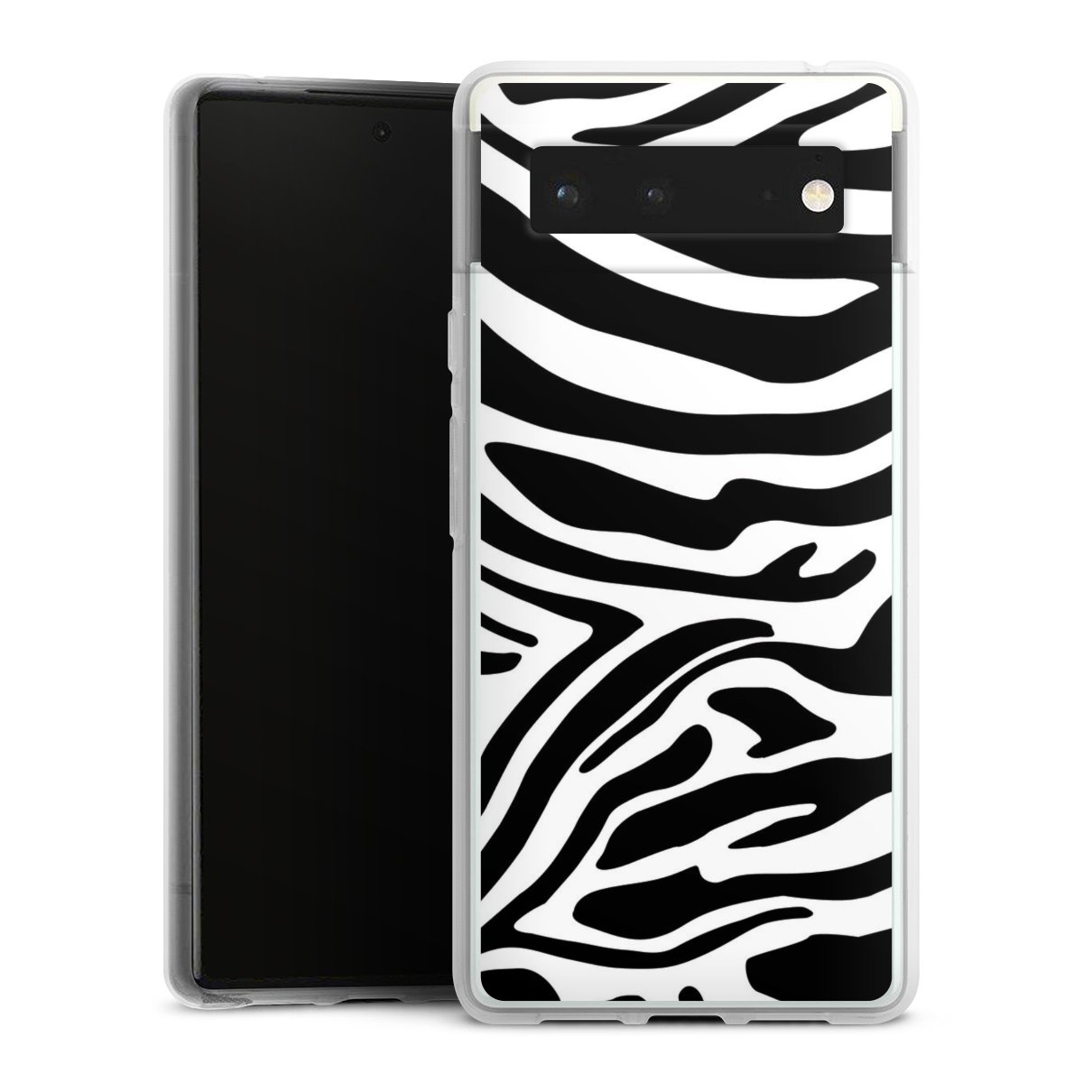 Google Pixel 6 Handy Silikon Hülle Case transparent Handyhülle Zebra Animal Look Animal Print Silikon Case