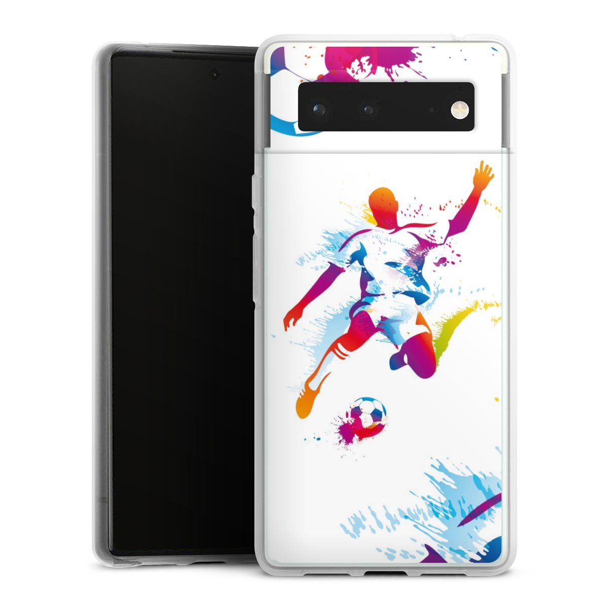 Google Pixel 6 Handy Silikon Hülle Case transparent Handyhülle Sports Soccer Muster Silikon Case