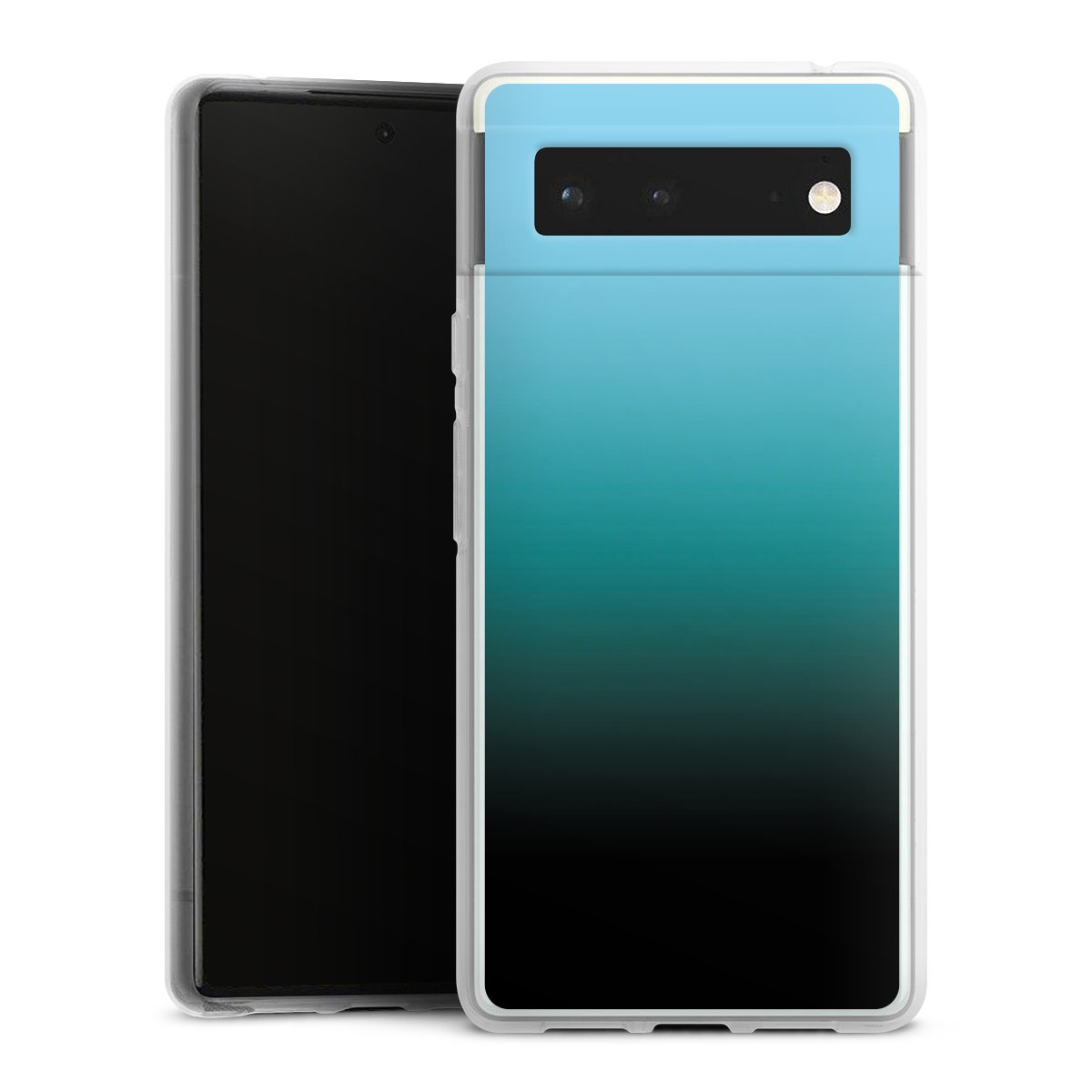 Google Pixel 6 Handy Silikon Hülle Case transparent Handyhülle Ombre Two-Tone Black Silikon Case