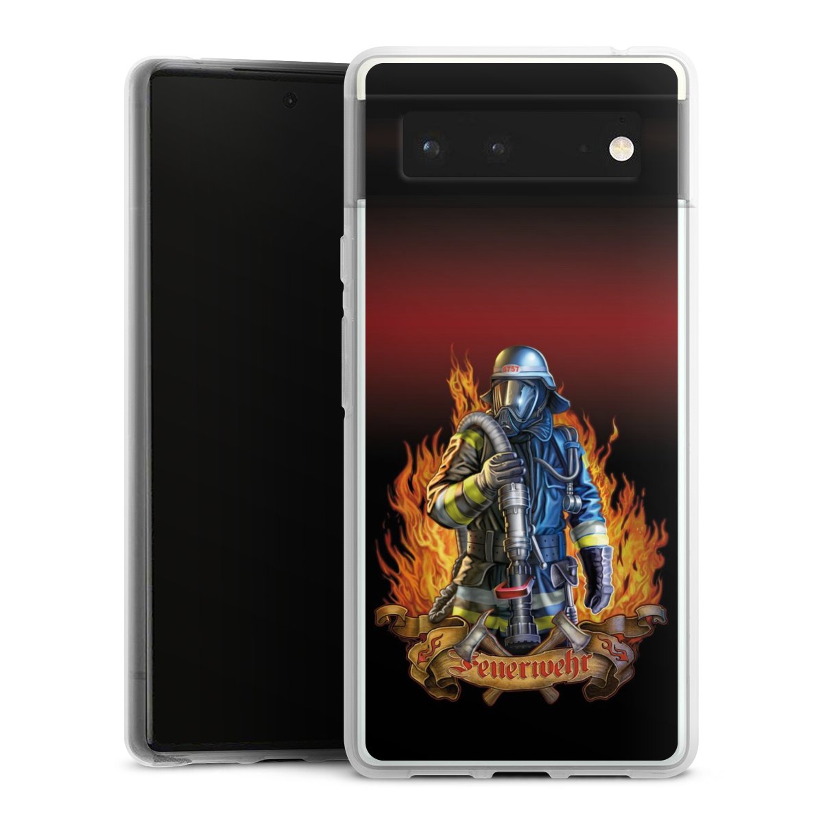 Google Pixel 6 Handy Silikon Hülle Case transparent Handyhülle Job Fire Fighter Fire Fighters Silikon Case