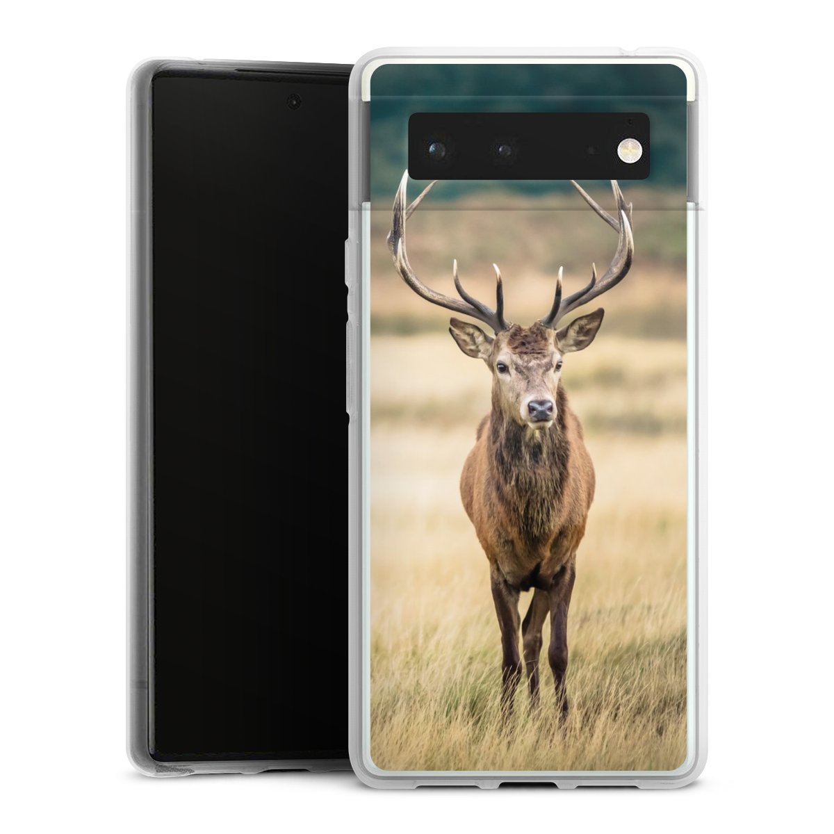 Google Pixel 6 Handy Silikon Hülle Case transparent Handyhülle Deer Meadow Forrest Silikon Case