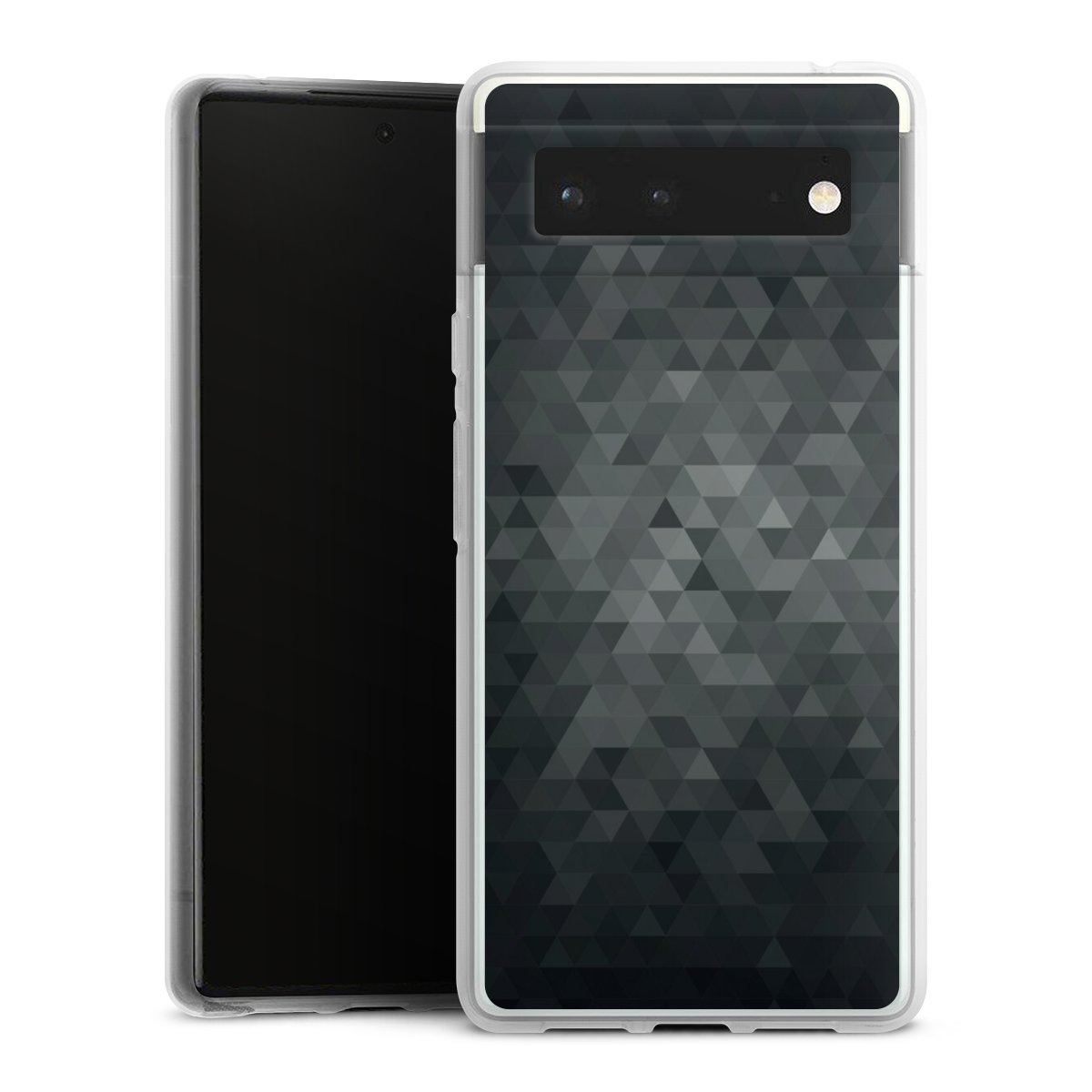 Google Pixel 6 Handy Silikon Hülle Case transparent Handyhülle Black Triangle Muster Silikon Case