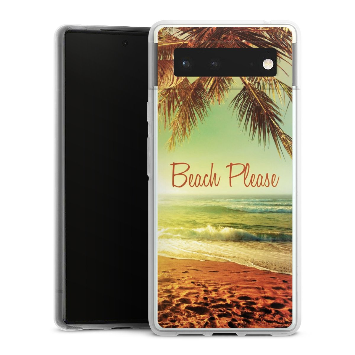 Google Pixel 6 Handy Silikon Hülle Case transparent Handyhülle Beach Urlaub Palm Tree Silikon Case