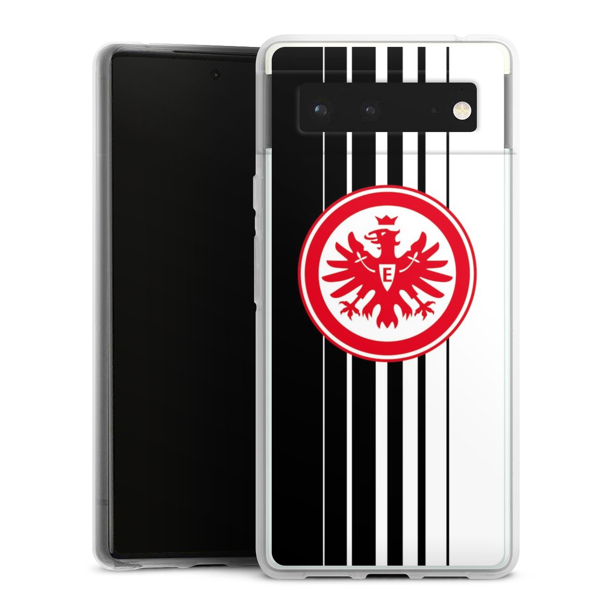 Google Pixel 6 Handy Silikon Hülle Case transparent Handyhülle Stripes Eintracht Frankfurt Official Licensed Product Silikon Case