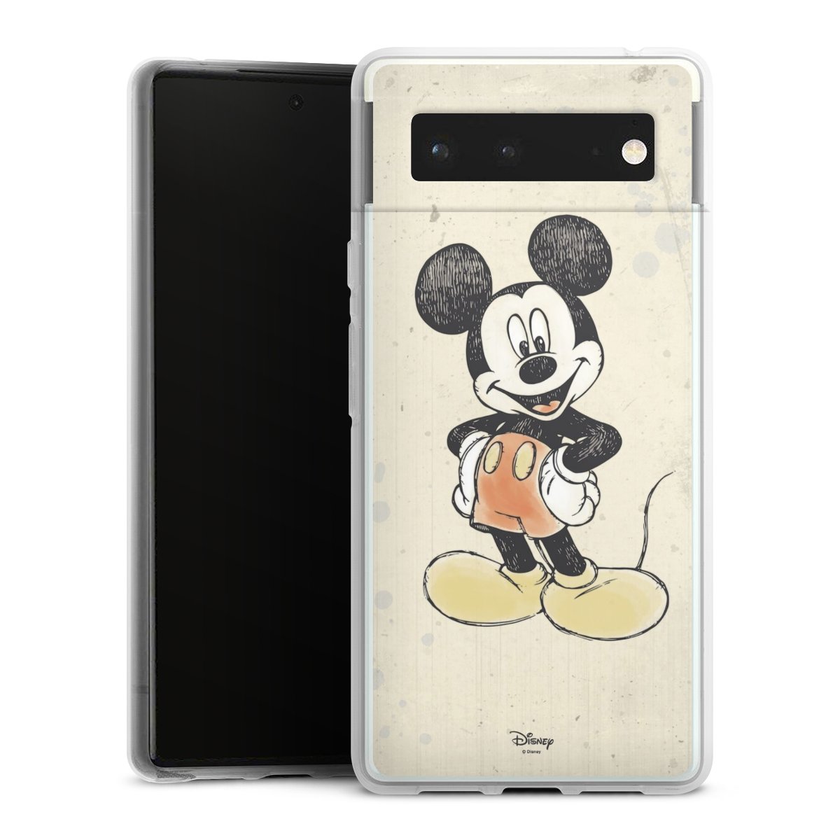 Google Pixel 6 Handy Silikon Hülle Case transparent Handyhülle Water Colour Mickey & Minnie Mouse Official Licensed Product Silikon Case