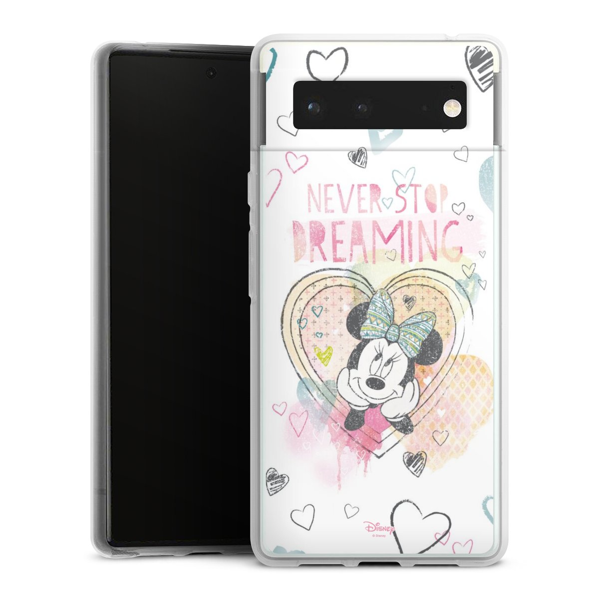 Google Pixel 6 Handy Silikon Hülle Case transparent Handyhülle Disney Official Licensed Product Minnie Mouse Silikon Case