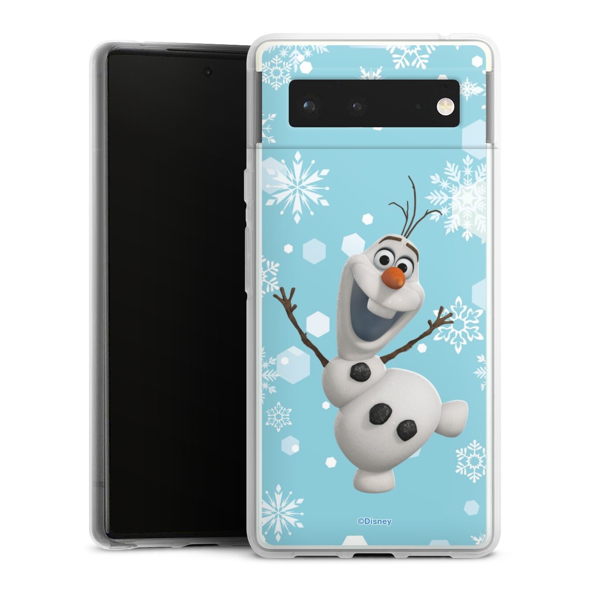 Google Pixel 6 Handy Silikon Hülle Case transparent Handyhülle Disney Official Licensed Product Frozen Olaf Silikon Case