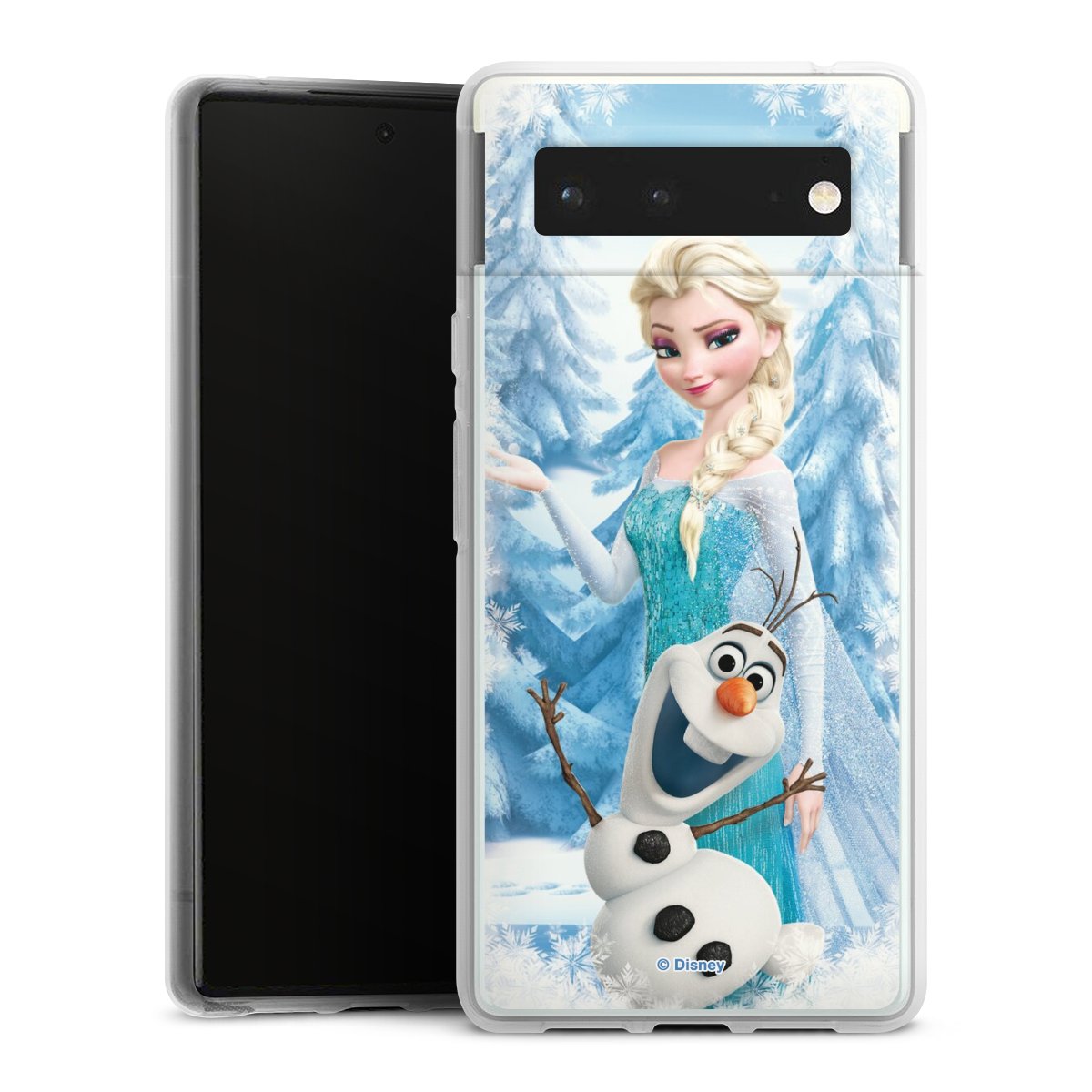 Google Pixel 6 Handy Silikon Hülle Case transparent Handyhülle Official Licensed Product Frozen Elsa Disney Silikon Case