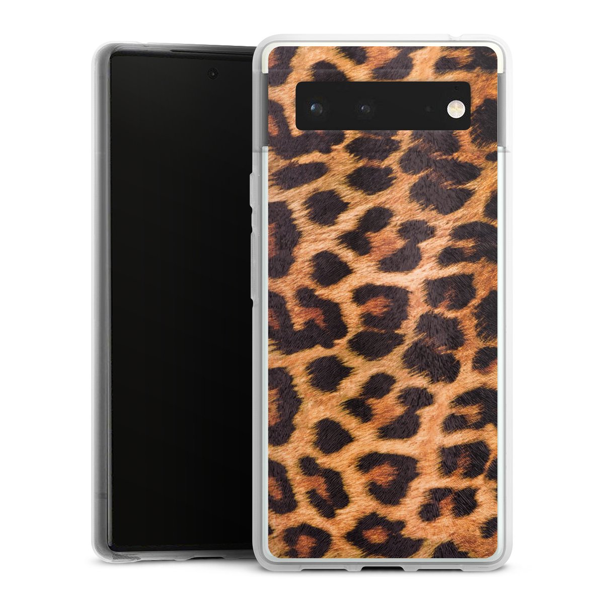 Google Pixel 6 Handy Silikon Hülle Case transparent Handyhülle Animal Print Leopard Fur Silikon Case