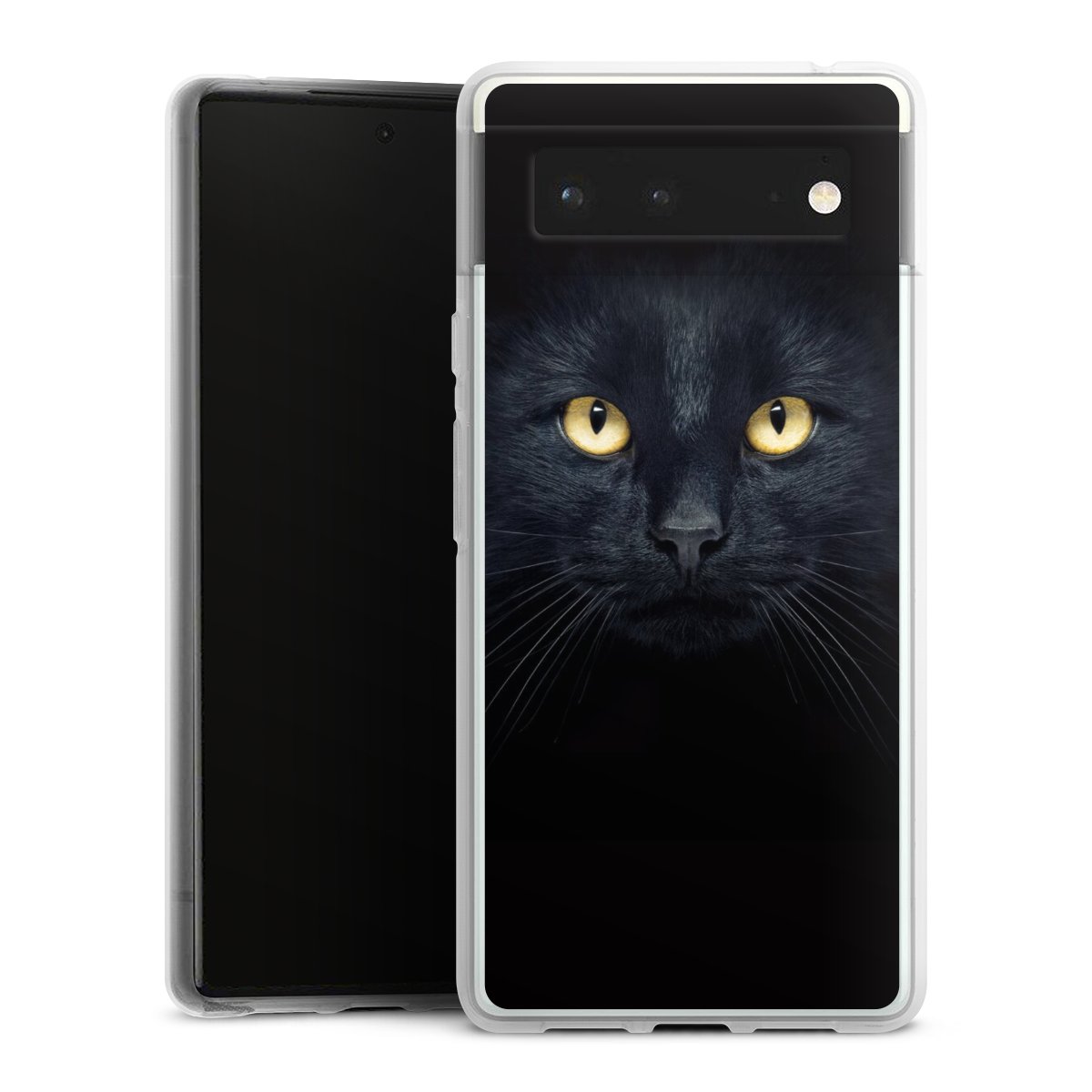 Google Pixel 6 Handy Silikon Hülle Case transparent Handyhülle Eye Cat Black Silikon Case