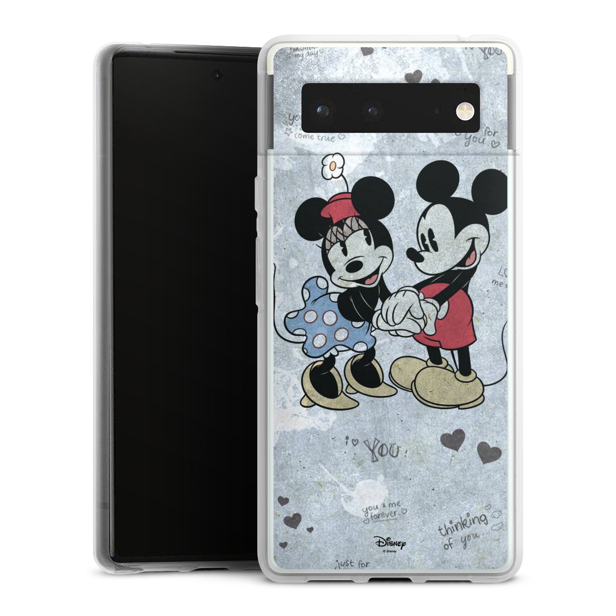 Google Pixel 6 Handy Silikon Hülle Case transparent Handyhülle Mickey & Minnie Mouse Vintage Disney Silikon Case