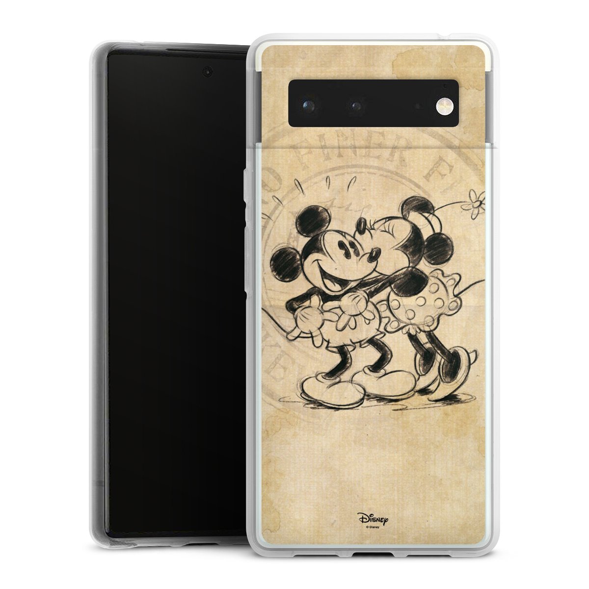 Google Pixel 6 Handy Silikon Hülle Case transparent Handyhülle Mickey Mouse Vintage Minnie Mouse Silikon Case