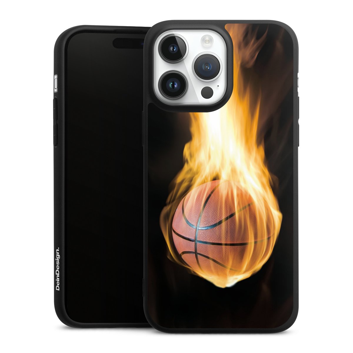 iPhone 14 Pro Max Handy Premium Silikon Hülle Handyhülle schwarz Case Basketball Sports Fire Silikon Premium Case