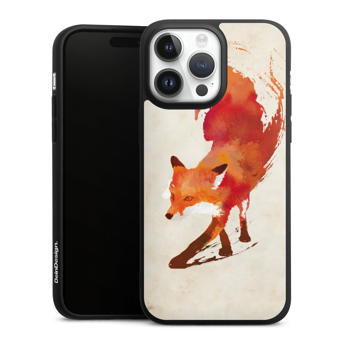 iPhone 14 Pro Max Handy Premium Silikon Hülle Handyhülle schwarz Case Fox Graphic Silikon Premium Case