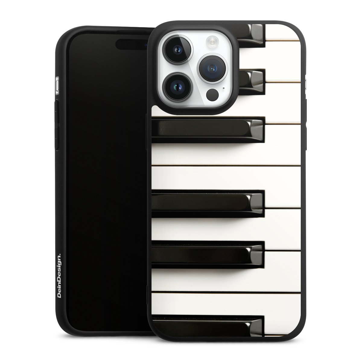 iPhone 14 Pro Max Handy Premium Silikon Hülle Handyhülle schwarz Case Klavier Piano Music Silikon Premium Case