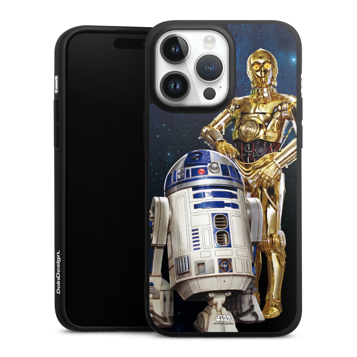 iPhone 14 Pro Max Handy Premium Silikon Hülle Handyhülle schwarz Case Weltall Star Wars R2d2 Silikon Premium Case