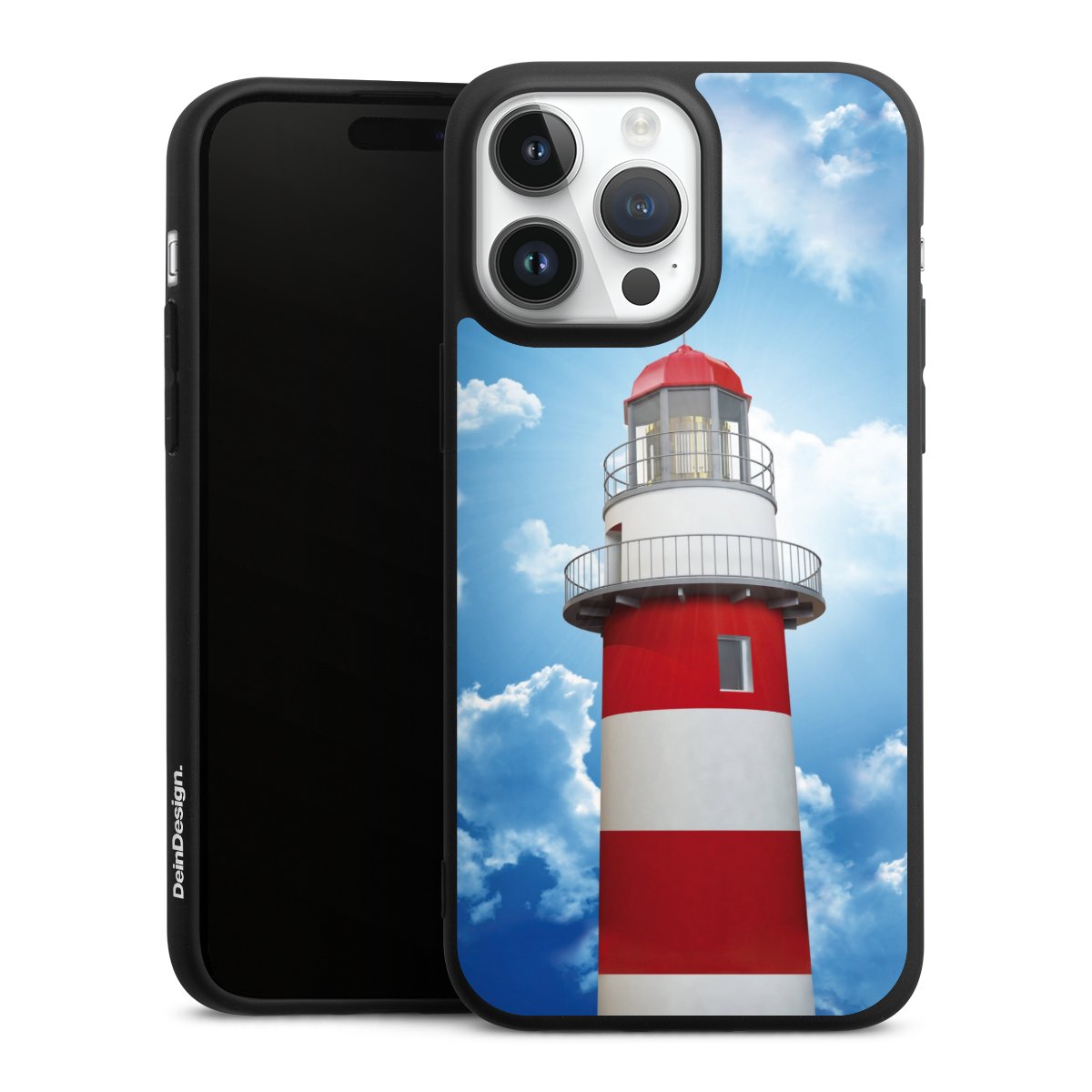 iPhone 14 Pro Max Handy Premium Silikon Hülle Handyhülle schwarz Case Lighthouse Sky Cloud Silikon Premium Case