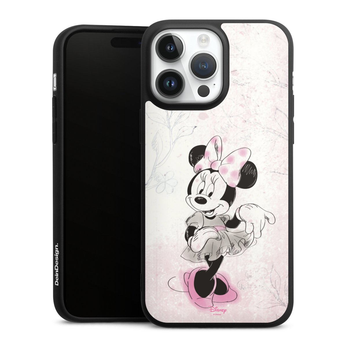 iPhone 14 Pro Max Handy Premium Silikon Hülle Handyhülle schwarz Case Disney Minnie Mouse Vintage Silikon Premium Case