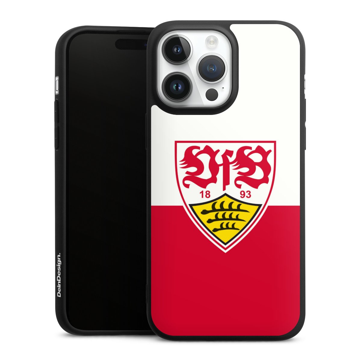 iPhone 14 Pro Max Handy Premium Silikon Hülle Handyhülle schwarz Case Official Licensed Product Logo Vfb Stuttgart Silikon Premium Case