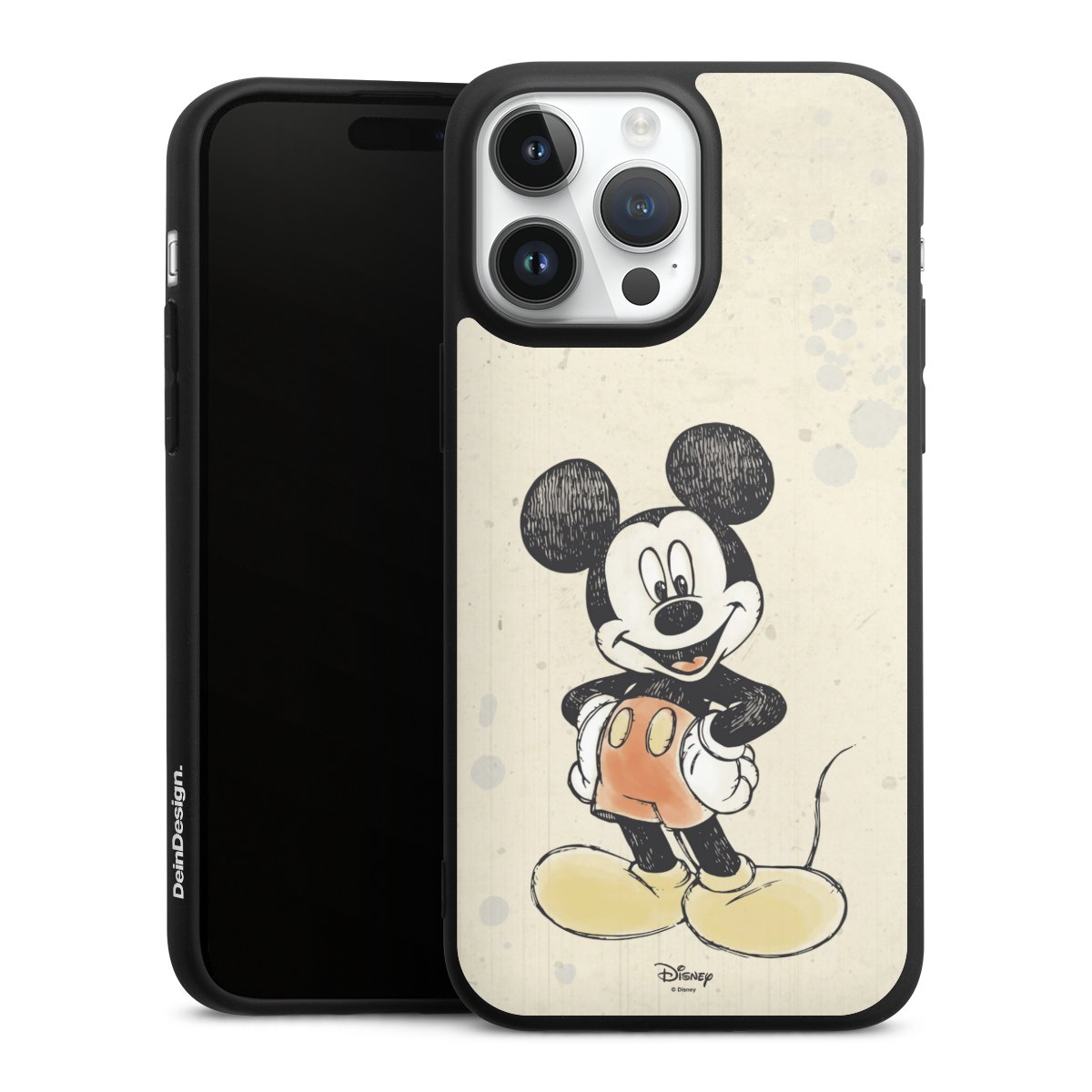 iPhone 14 Pro Max Handy Premium Silikon Hülle Handyhülle schwarz Case Water Colour Mickey & Minnie Mouse Official Licensed Product Silikon Premium Case