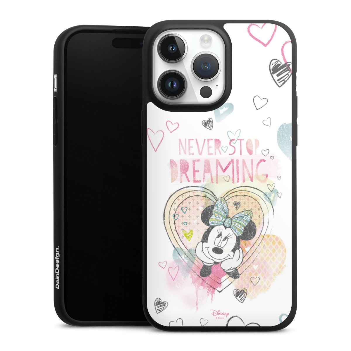 iPhone 14 Pro Max Handy Premium Silikon Hülle Handyhülle schwarz Case Disney Official Licensed Product Minnie Mouse Silikon Premium Case