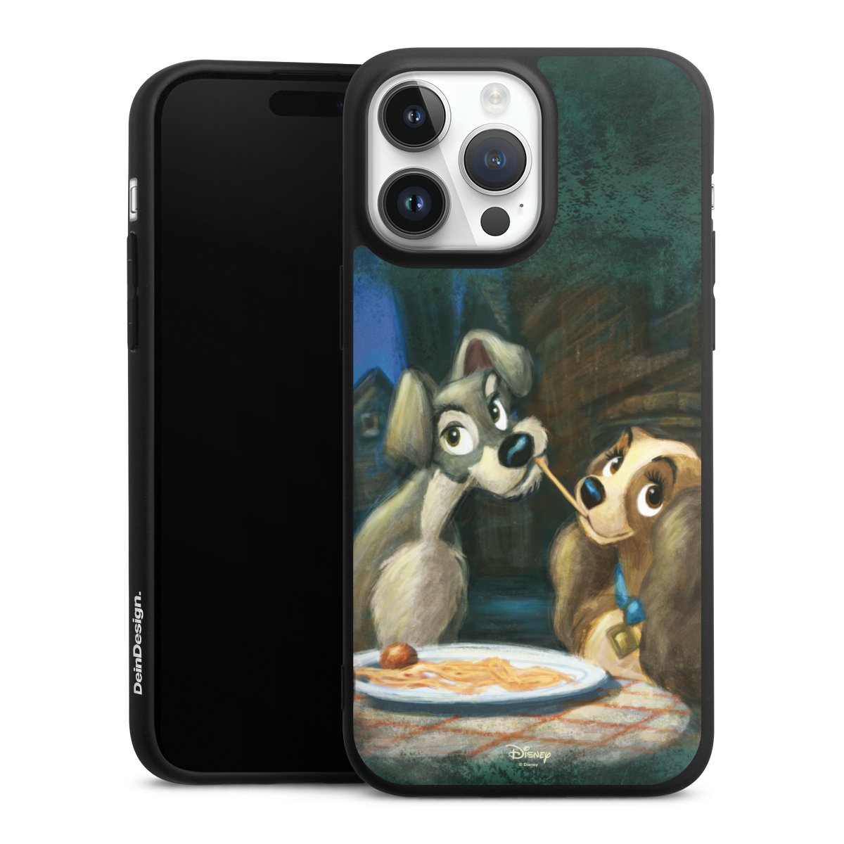 iPhone 14 Pro Max Handy Premium Silikon Hülle Handyhülle schwarz Case Lady And The Tramp Official Licensed Product Disney Silikon Premium Case