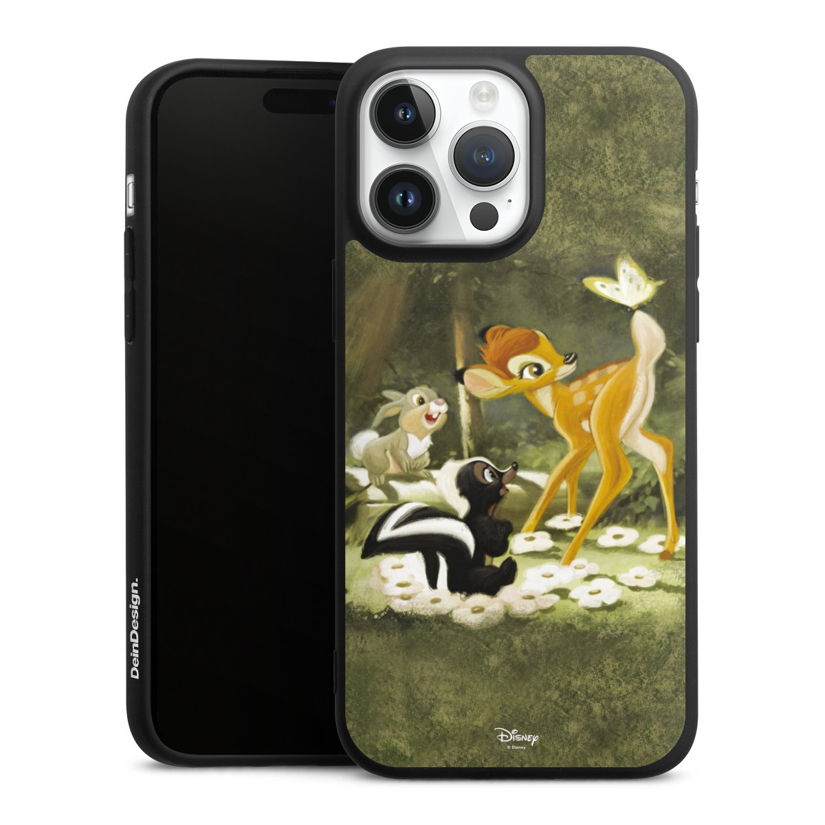 iPhone 14 Pro Max Handy Premium Silikon Hülle Handyhülle schwarz Case Disney Official Licensed Product Bambi Silikon Premium Case