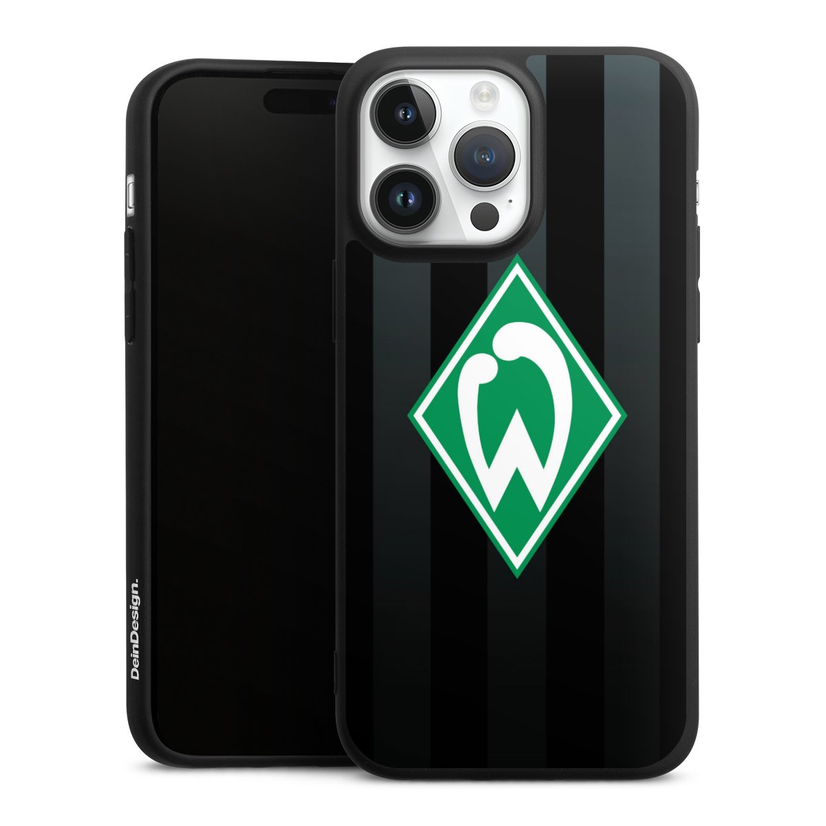 iPhone 14 Pro Max Handy Premium Silikon Hülle Handyhülle schwarz Case Stripes Sv Werder Bremen Official Licensed Product Silikon Premium Case