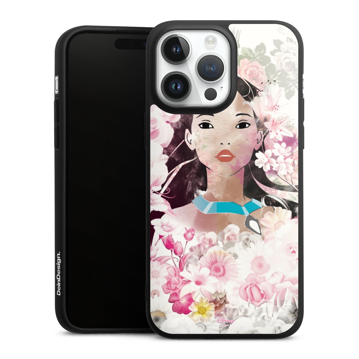 iPhone 14 Pro Max Handy Premium Silikon Hülle Handyhülle schwarz Case Pocahontas Official Licensed Product Disney Silikon Premium Case