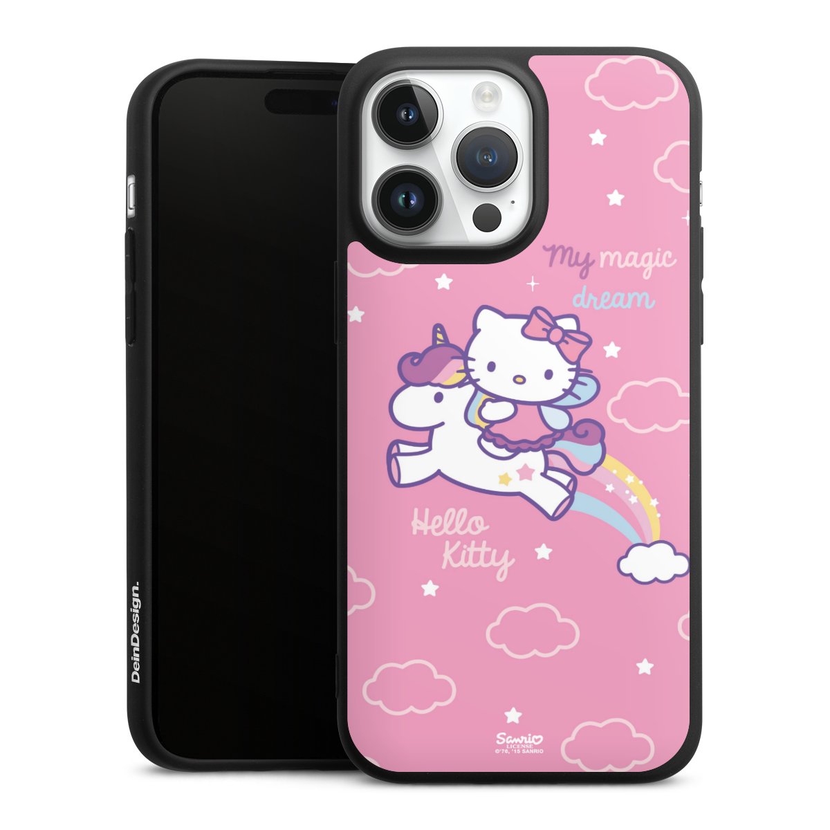 iPhone 14 Pro Max Handy Premium Silikon Hülle Handyhülle schwarz Case Einhorn Official Licensed Product Hello Kitty Silikon Premium Case